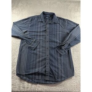 VINTAGE ENYCE Shirt Mens 2x Blue Textured‎ Button Up Long Sleeve Streetwear